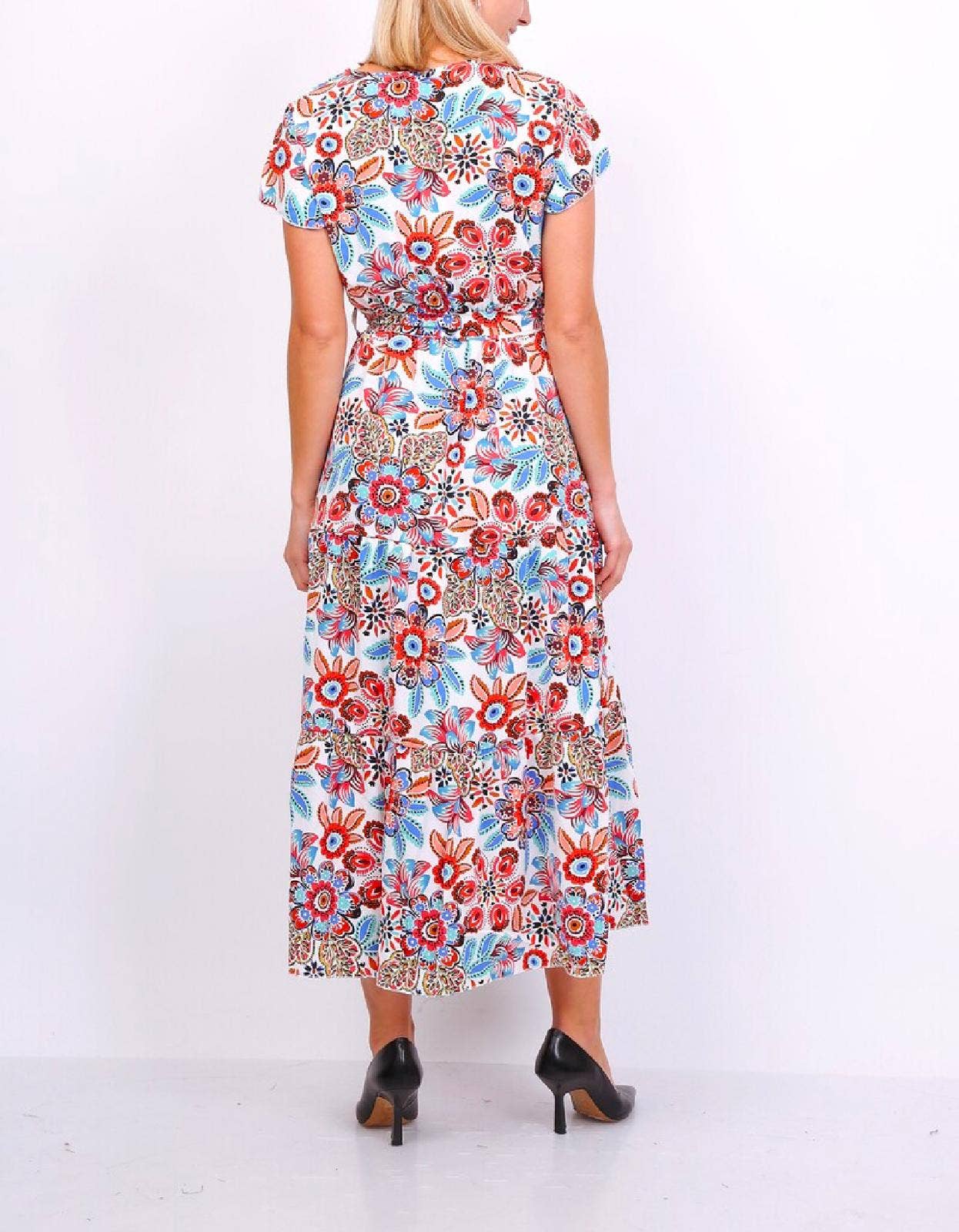 hvid 13658 Kortærmet Trykt Lange Kjoler for engroshandel på Faire2