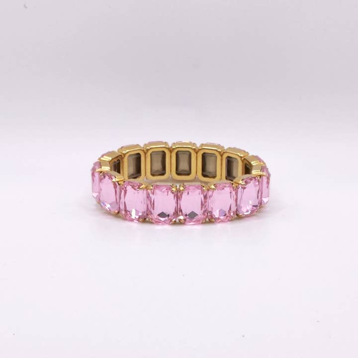 Elastiska Lux åttkantiga stenarmband - Lt Rose Otp för wholesale av QUÉ MÁS JEWELS