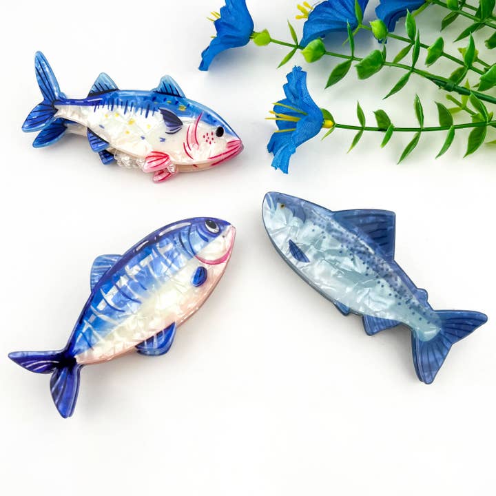 Mackerel & Sea Bass Fish Acrylic Printed Hair Claw for wholesale by mildstyles