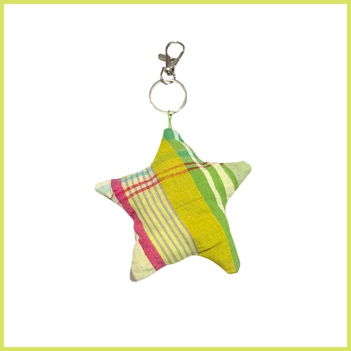 Green Seersucker Bag Charm for wholesale by Trash Bandit NYC