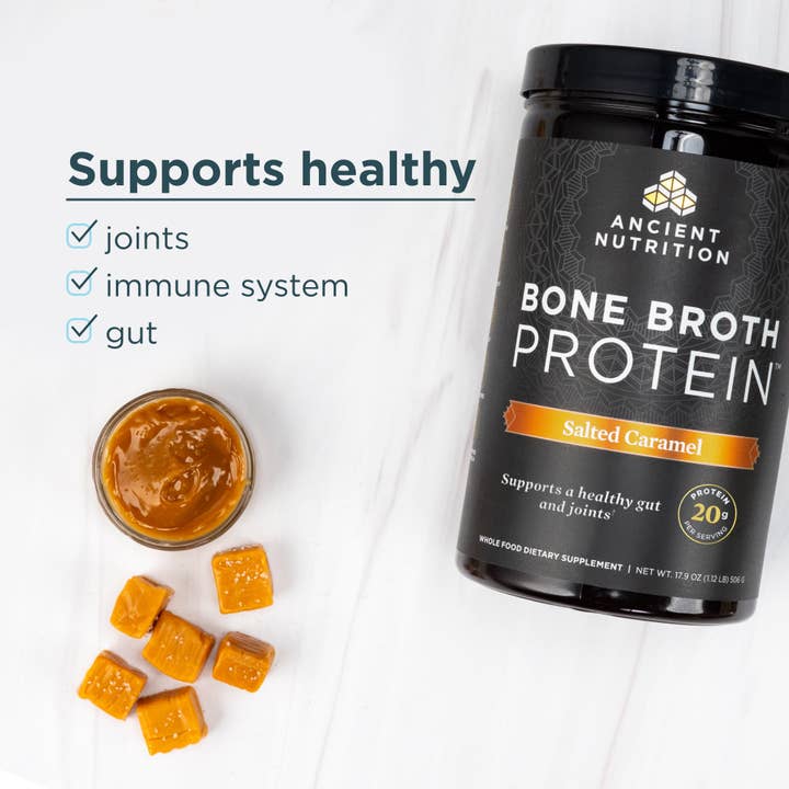 Black Bone Broth Protein | Powder Salted Caramel (20 Servings) for wholesale on Faire7