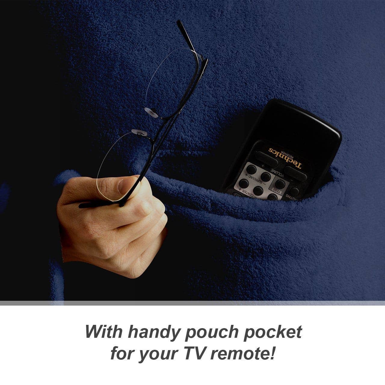 Wholesale Gifts Tomorrow – wholesale Throw blanket – Navy Deluxe Snug Rug Blanket With Sleeves And Pouch Pocket5