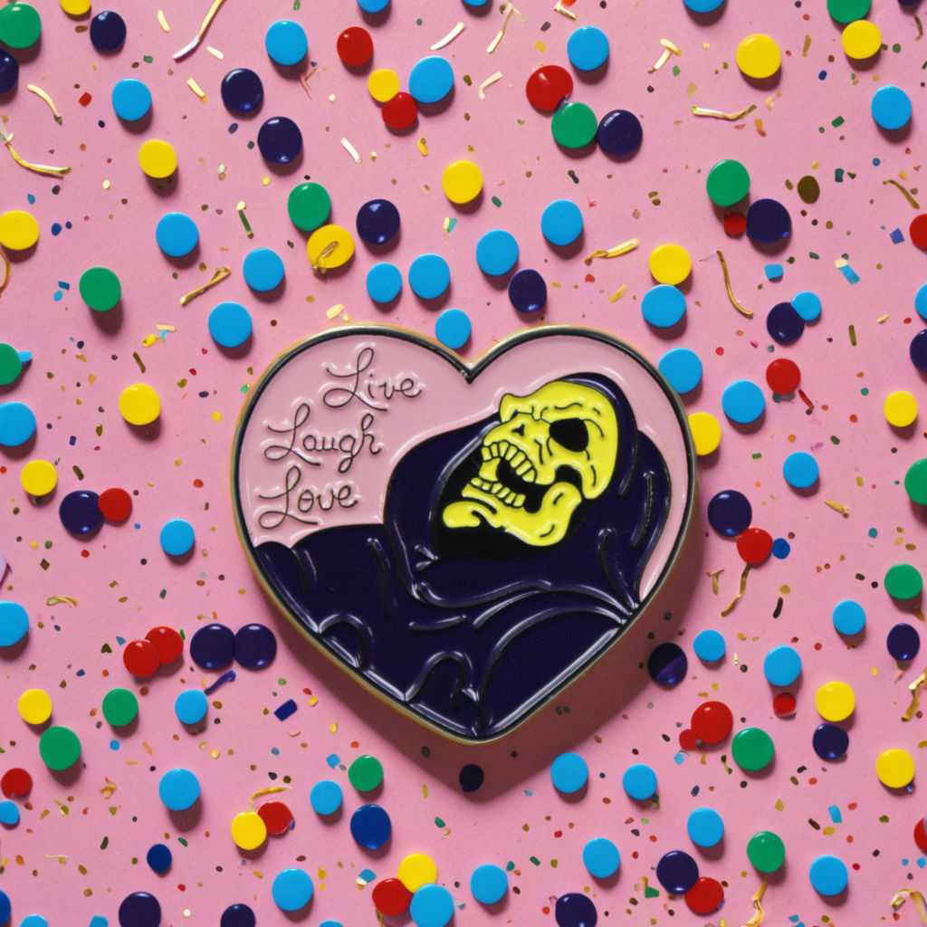 Square Deal Recordings & Supplies - Wholesale Lapel Pin/Button - Enamel Pin - "Live Laugh Love" - Skeleton In Purple Robe2