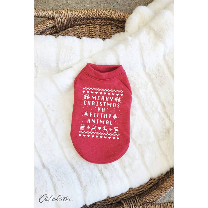 OAT COLLECTIVE - Wholesale Pet Sweater - Dog - MERRY CHRISTMAS YA FILTHY ANIMAL Pet Graphic Sweatshirt  6