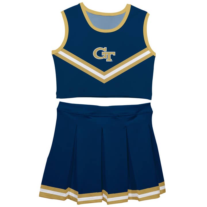 Georgia Tech Yellow Jackets Blue Sleeveless Cheerleader Set for wholesale by Vive La Fete
