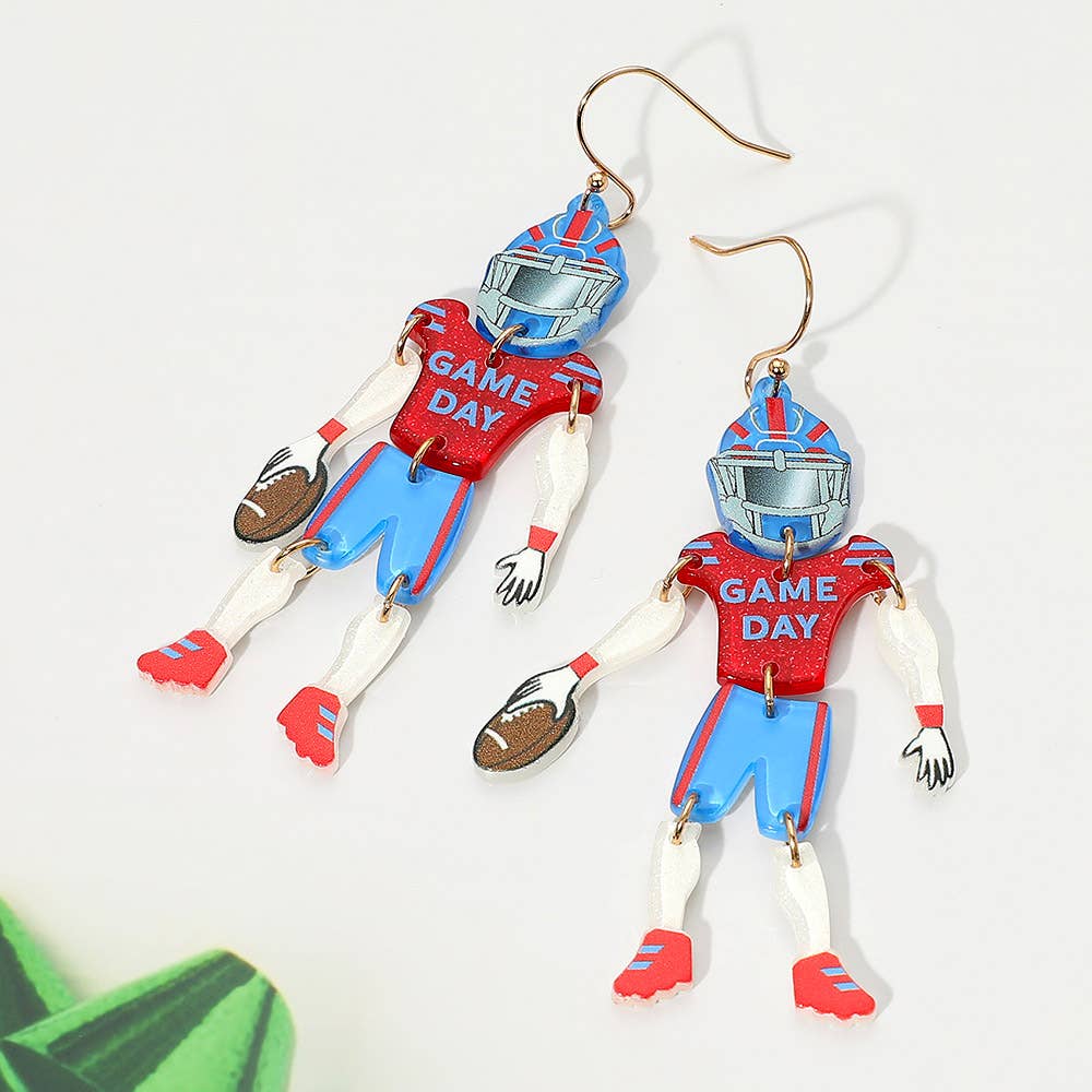 Sensibling Corp. – wholesale Dangle earrings – Resin GAME DAY Football Player Dangle Earrings6