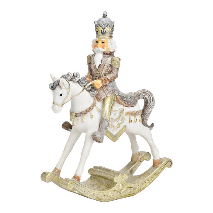 Caballo balancín con cascanueces de poliéster blanco, beige (A/Al/P) 14x19x5cm para venta al por mayor de Wurm