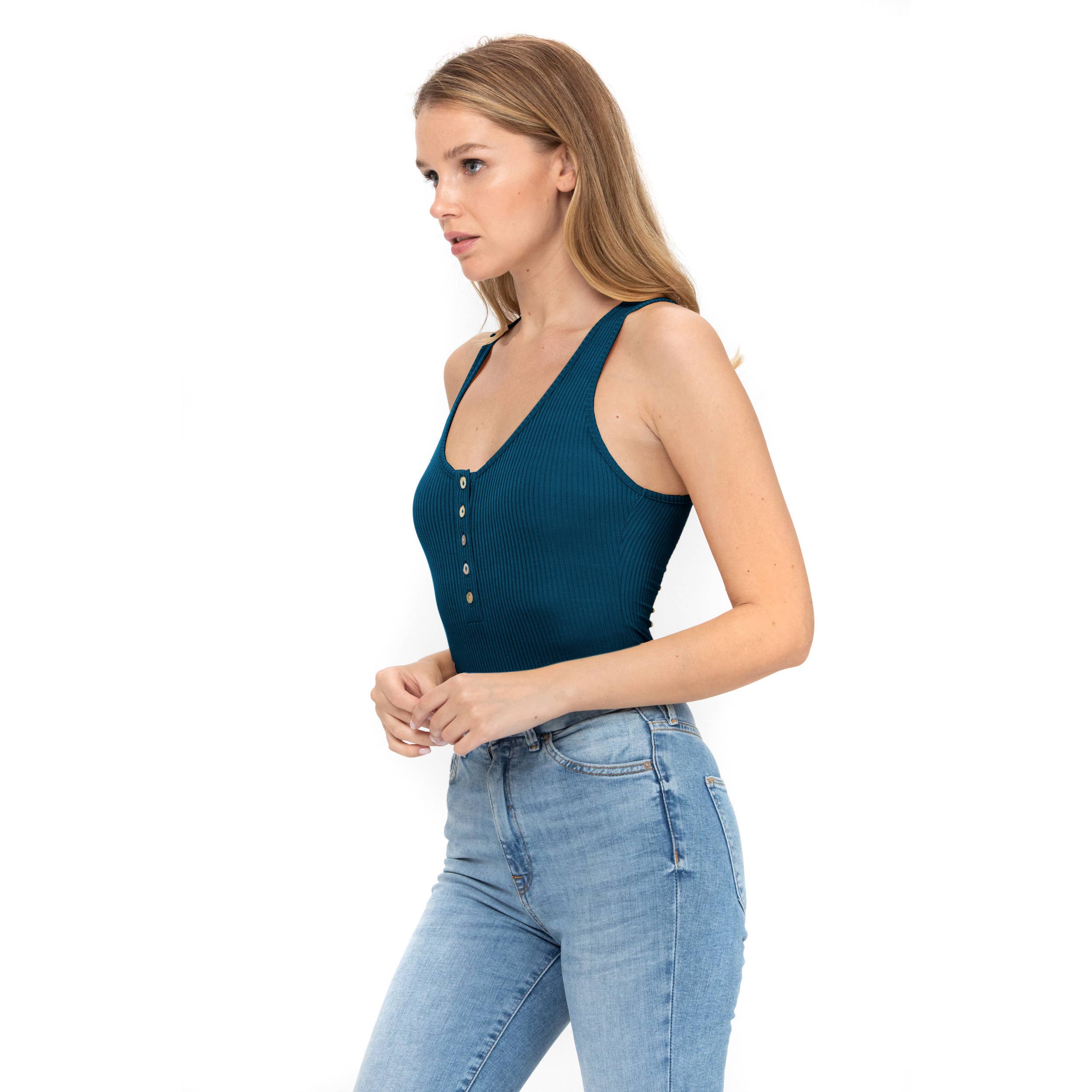 ROLYPOLY - Vendita all'ingrosso Body - Donna - Senza maniche Sexy Scoop Neck Canotta Pulsante Giù Body9