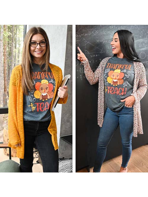 Sugar Stitch - Wholesale Screen Printed T-Shirt - Women's - Thankful to Teach Fall Teacher T-Shirt