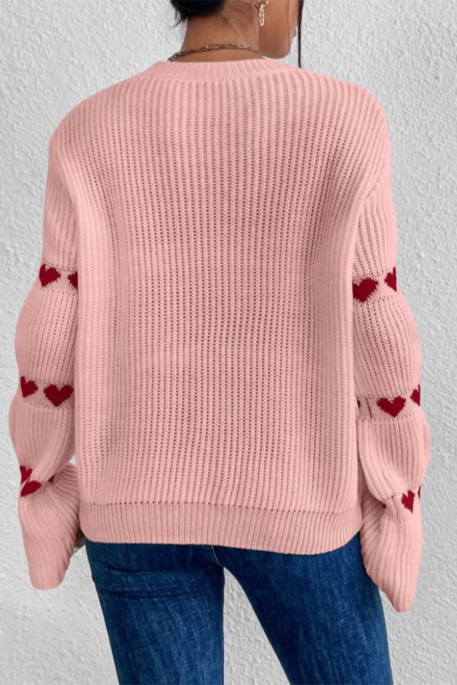 UNISHE - Wholesale Knit Sweater - Women's - Valentine's Day Heart Jacquard Sweater ZK10605