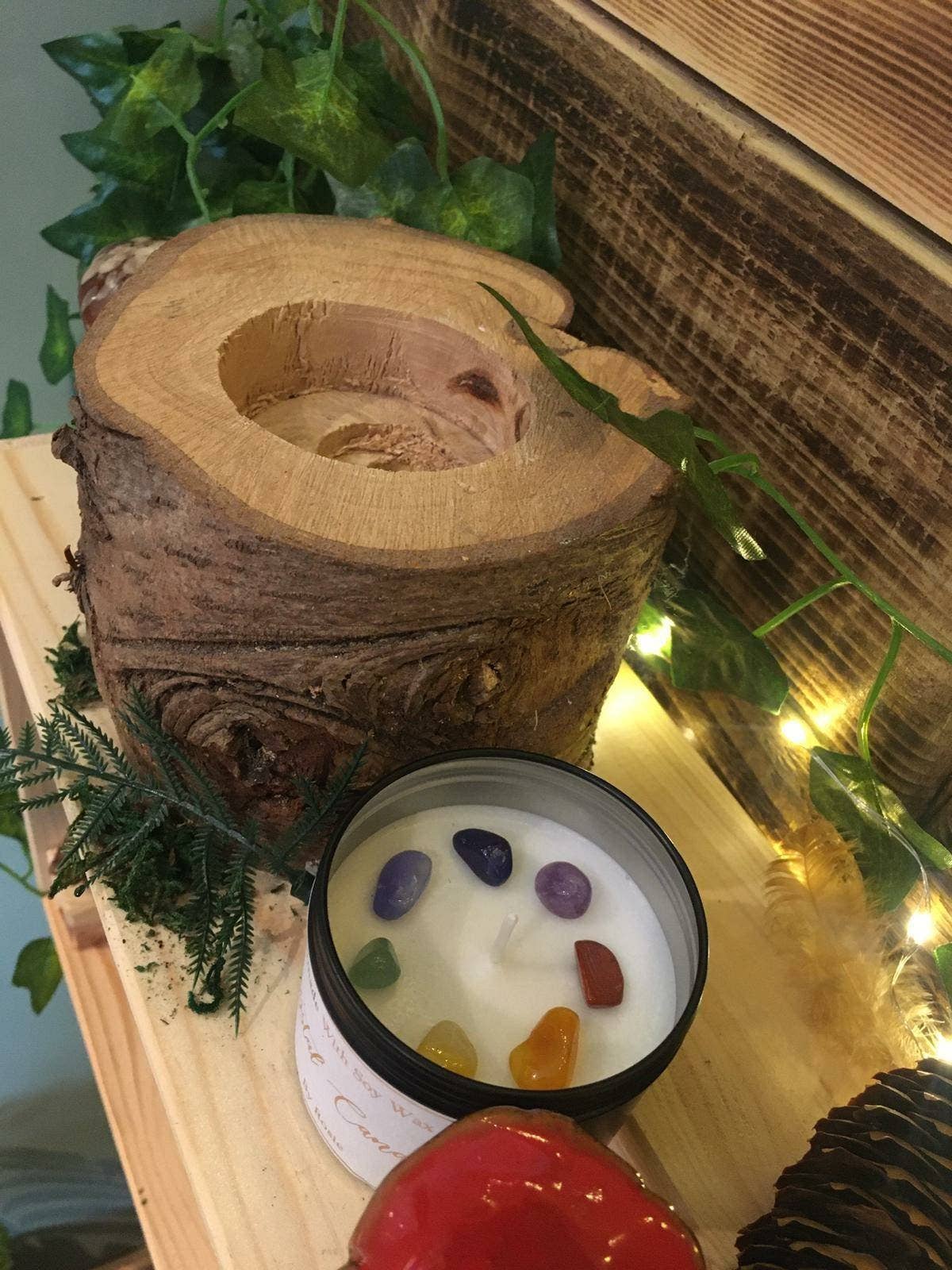 Cosy Rosie Candles - Wholesale Travel Candles - Handmade Cute Wicca Chakra Candle 7 Stones Gems Balancing1