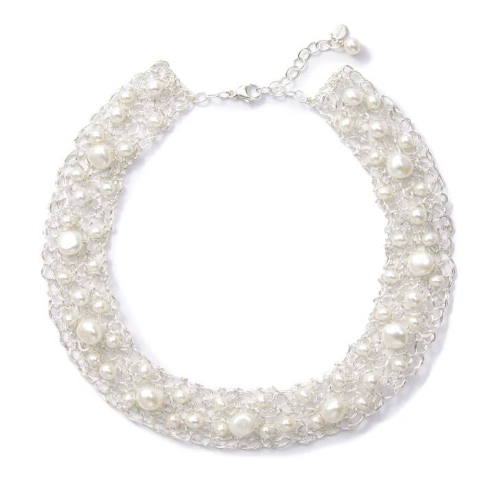 Ketting met zoetwaterparels, ketting van sterling zilver voor wholesale door MetaLace Jewelry