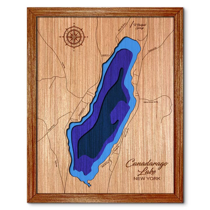 Canadarago Lake NY Depth Map Wall Art Home Decor for wholesale by Premier Gifts and More
