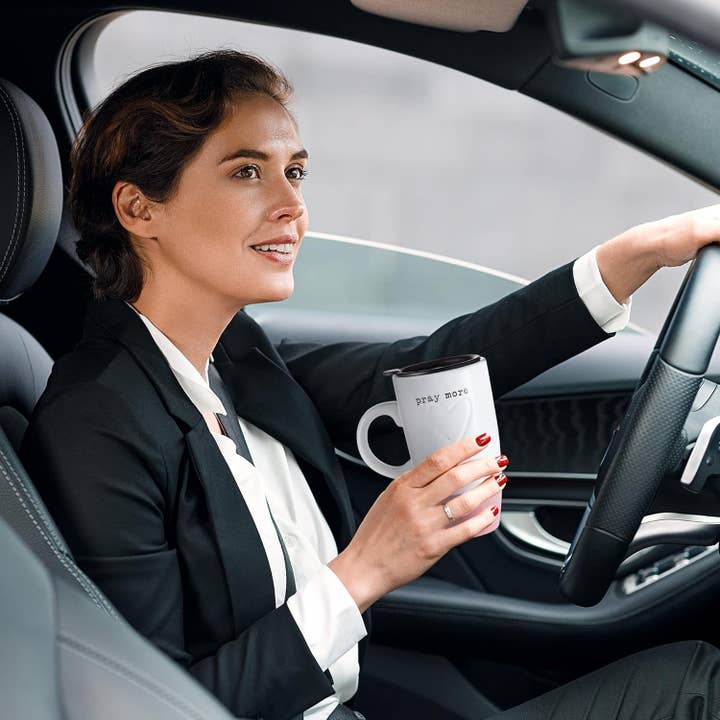 Crover - Wholesale Insulated Mug/Tumbler - 20oz Stoneware Travel Mug with Lid – Pray More Worry Less4