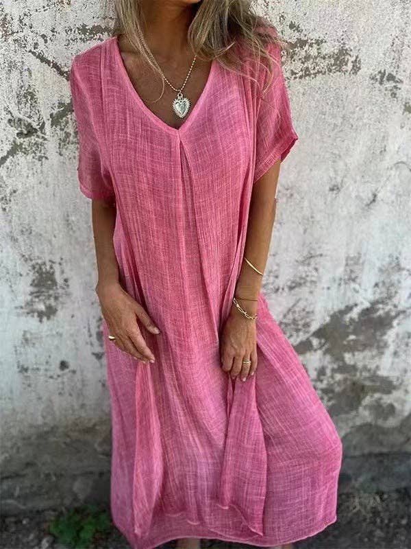 safistyle - Wholesale Dress - Women's - Flowy V-Neck Maxi Dress2