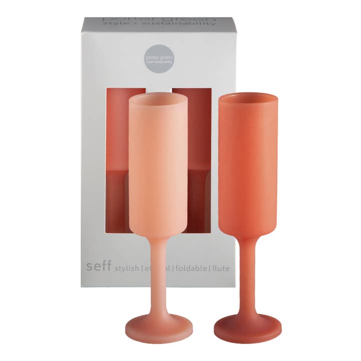 porter green | style + sustainability - Vendita all'ingrosso Flute da champagne - Terra + Peach | Seff | Calici da champagne in silicone infrangibile