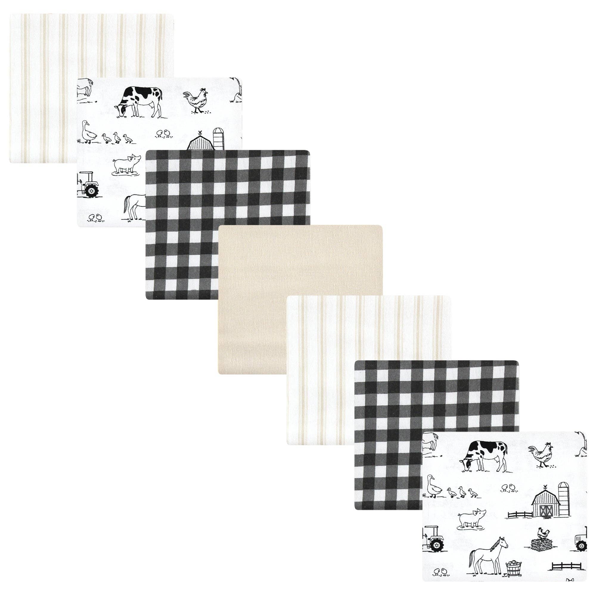 BabyVision - Wholesale Receiving Blanket - Baby - Hudson Baby Cotton Flannel Receiving Blankets, Neutral Farm0