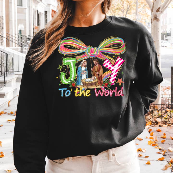 Joy to the world Baby Jesus Graphic T-Shirt or Sweater for wholesale by Sam & Seb Co.