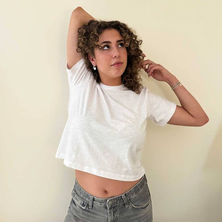 White Crop Tee for wholesale by James Mae