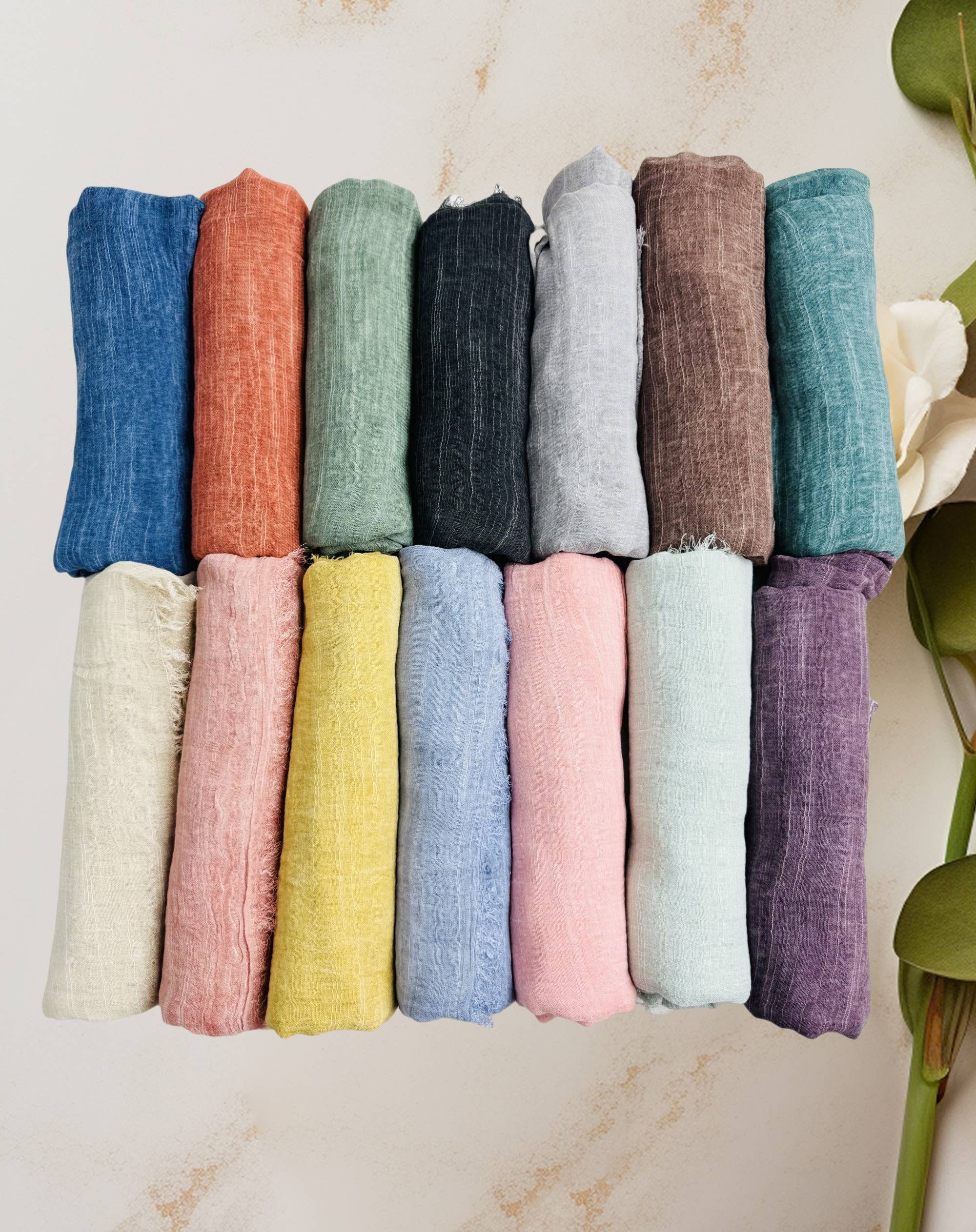 JC Sunny Fashion - Vente Écharpe – femme - Écharpe surdimensionnée en couleur unie délavée à la pierre avec bords bruts JC0210379