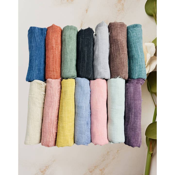 JC Sunny Fashion - Vente Écharpe – femme - Écharpe surdimensionnée en couleur unie délavée à la pierre avec bords bruts JC0210379