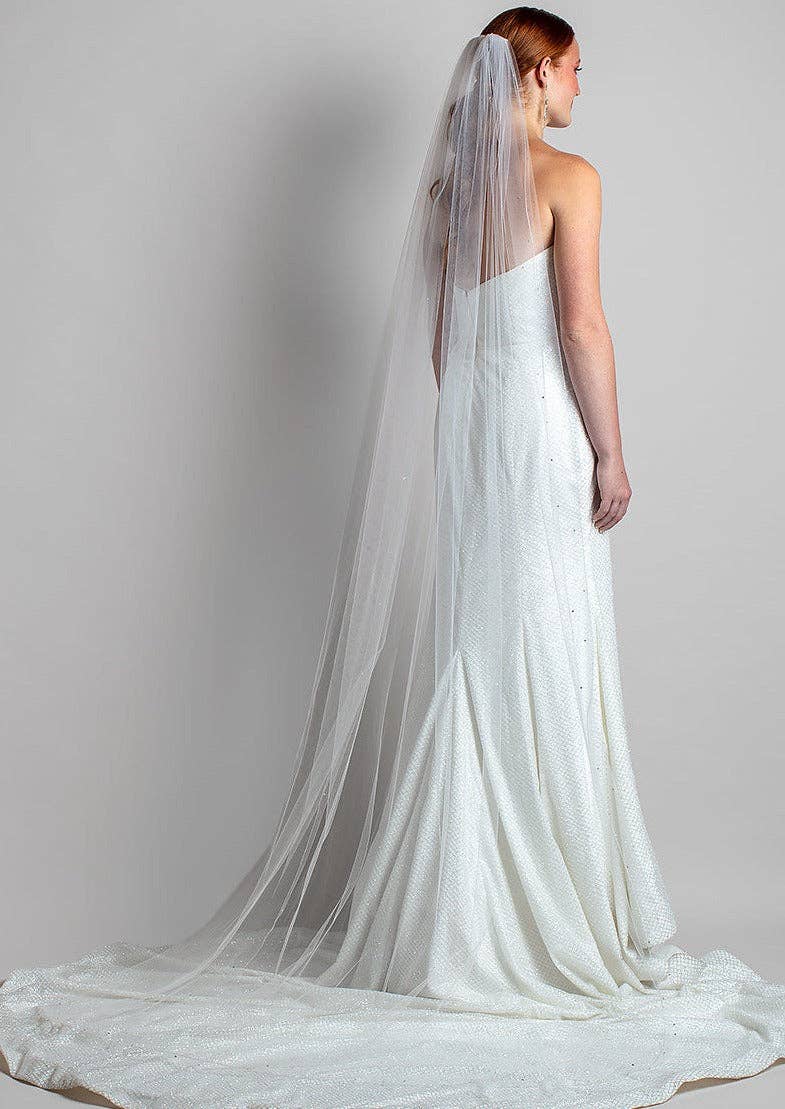 Ariel Taub - Wholesale Veil - Women's - 2301 Silver Pencil Edge and Crystal Trimmed Chapel Veil0