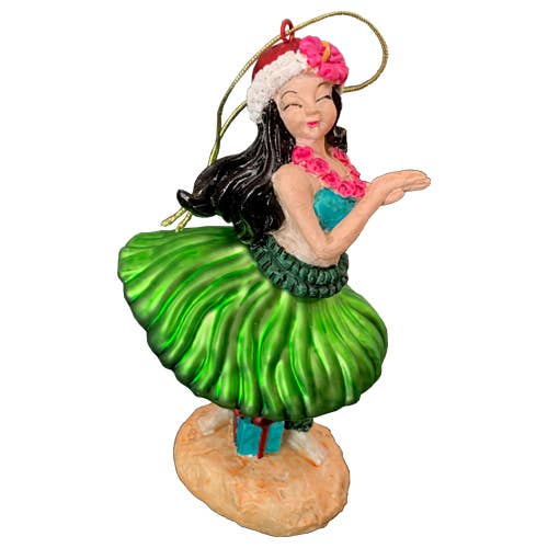 Blown glass & resin Hula girl CHRISTMAS ornament for wholesale by Barry-Owen Co., Inc.