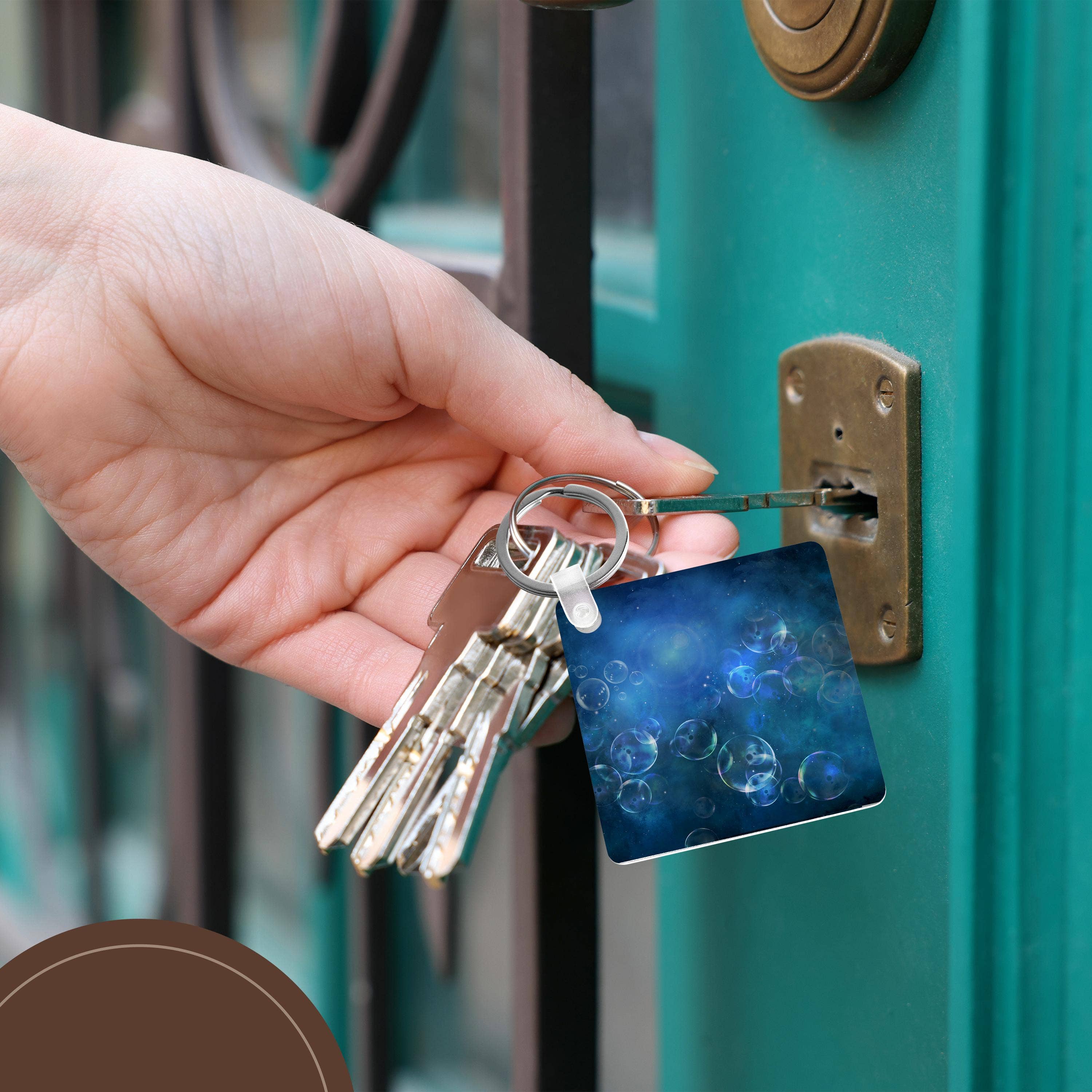 3dRose - Wholesale Keychain - Unisex - 3dRose, Soap Bubbles Floating On Blue Background, Key Chain5