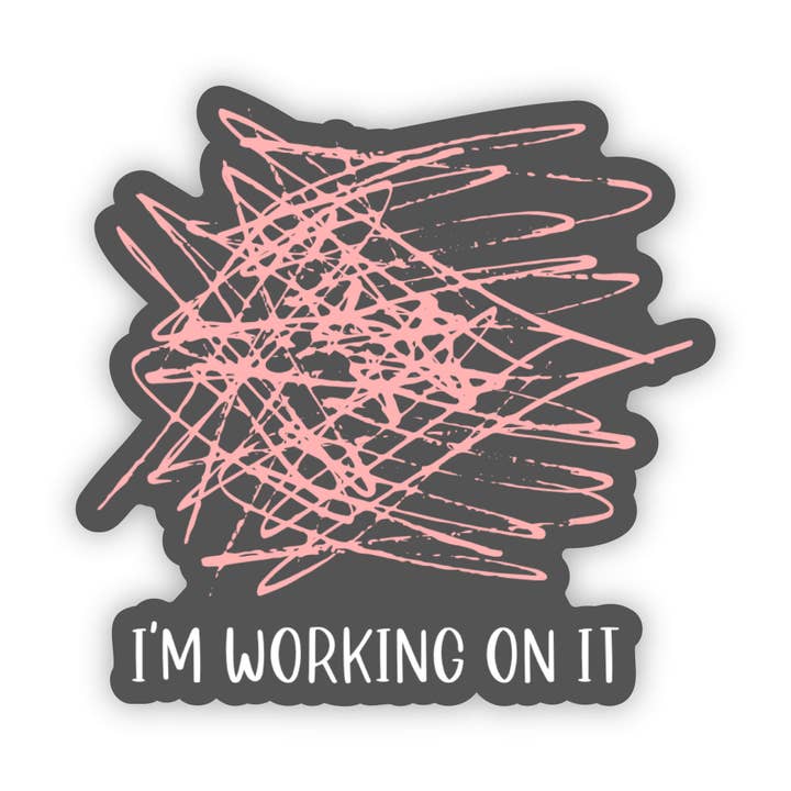 J'y travaille | Vinyl Funny Sticker Active pour la vente par TK Lettering