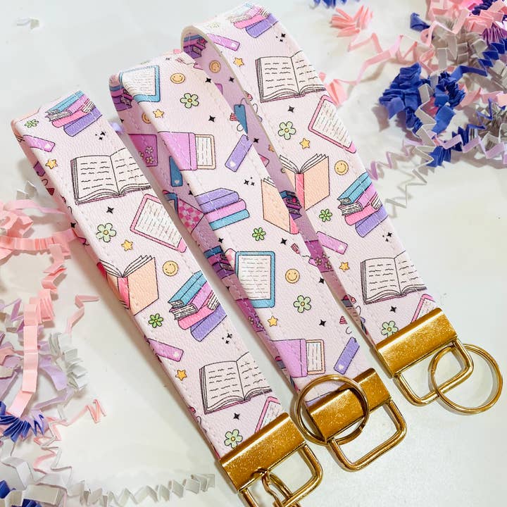 The Stickityboo Co - Wholesale Keychain - Women's - Pastel Bookish Leatherette Wristlet Keychain