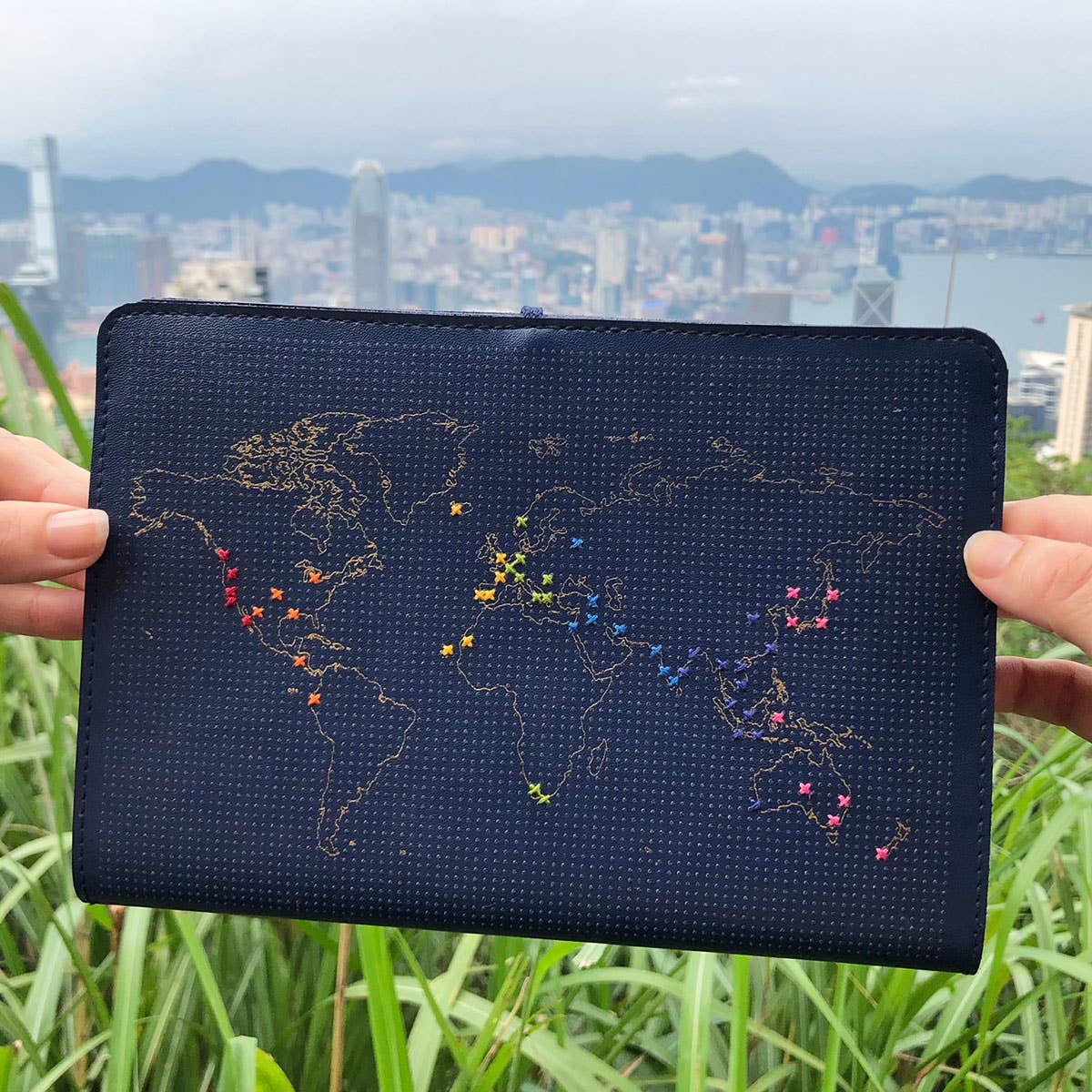 Chasing Threads - Wholesale Journal/Diary - Stitch Your Travels Map Notebook Kit - Navy Leather9