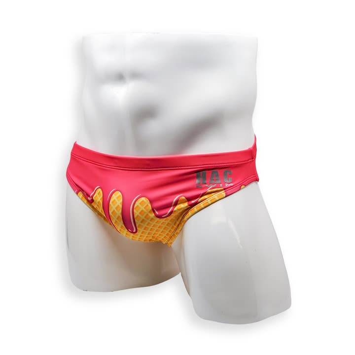 Flat Front Swim Brief - Jordgubbsglass för wholesale av HAC Swim