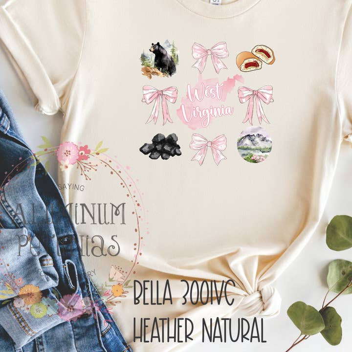 State Coquette, West Virginia DTF Transfer for wholesale by Aluminum Petunias