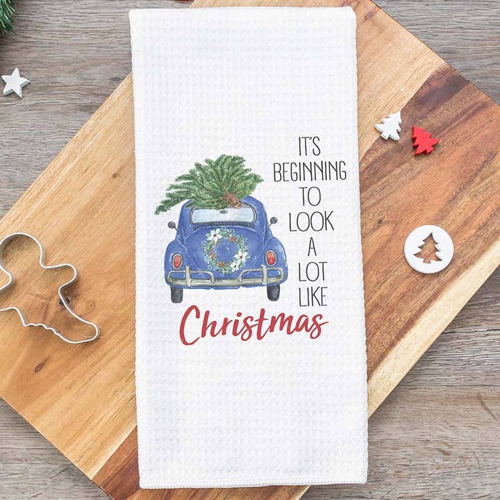 Canary Road - Wholesale Tea Towel - Looks Like Christmas Kitchen Towel, Rustic Dish Towel