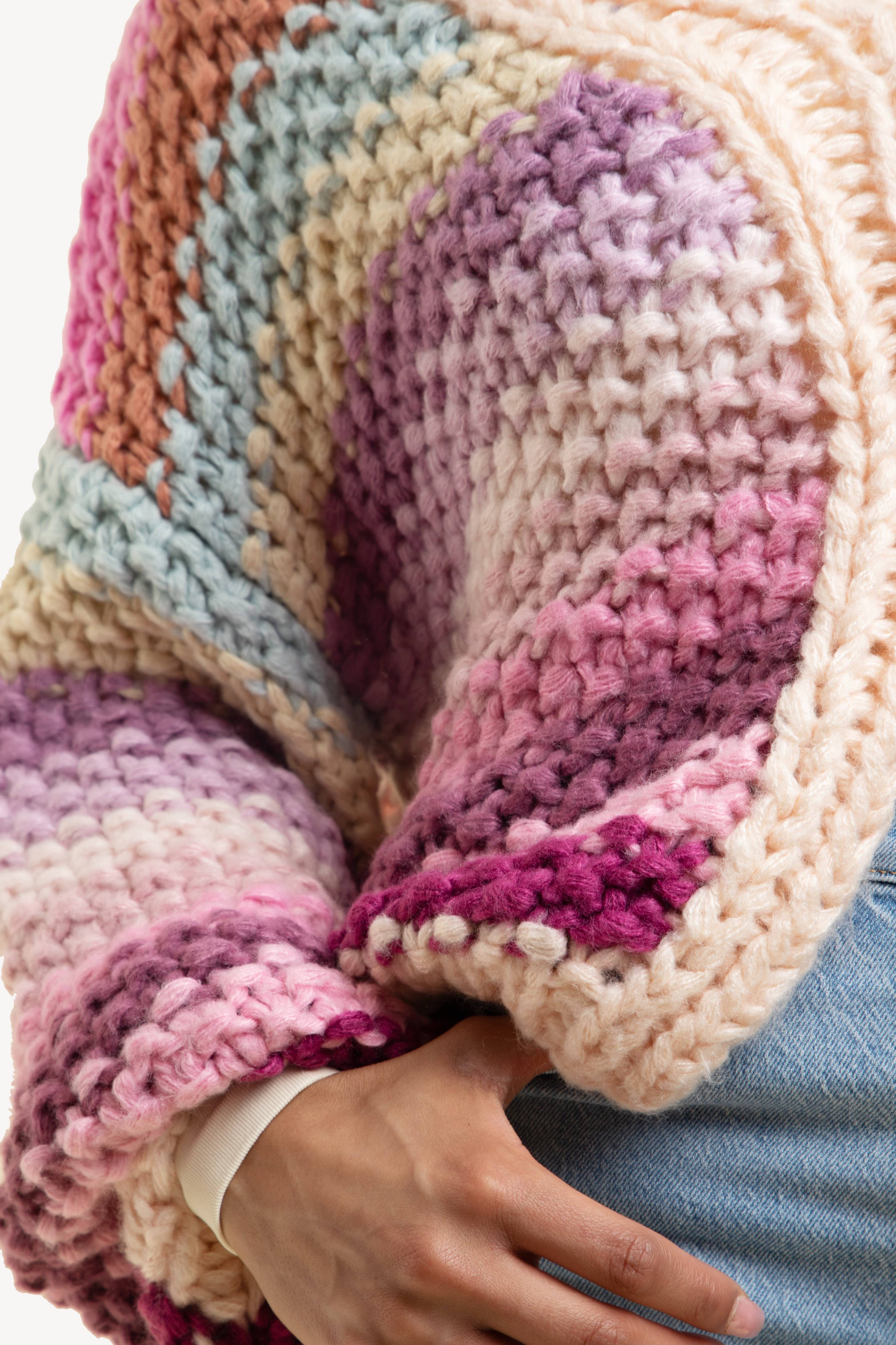 SAACHI - Wholesale Knit Sweater - Women's - Reversible Rainbow Pullover Sweater9