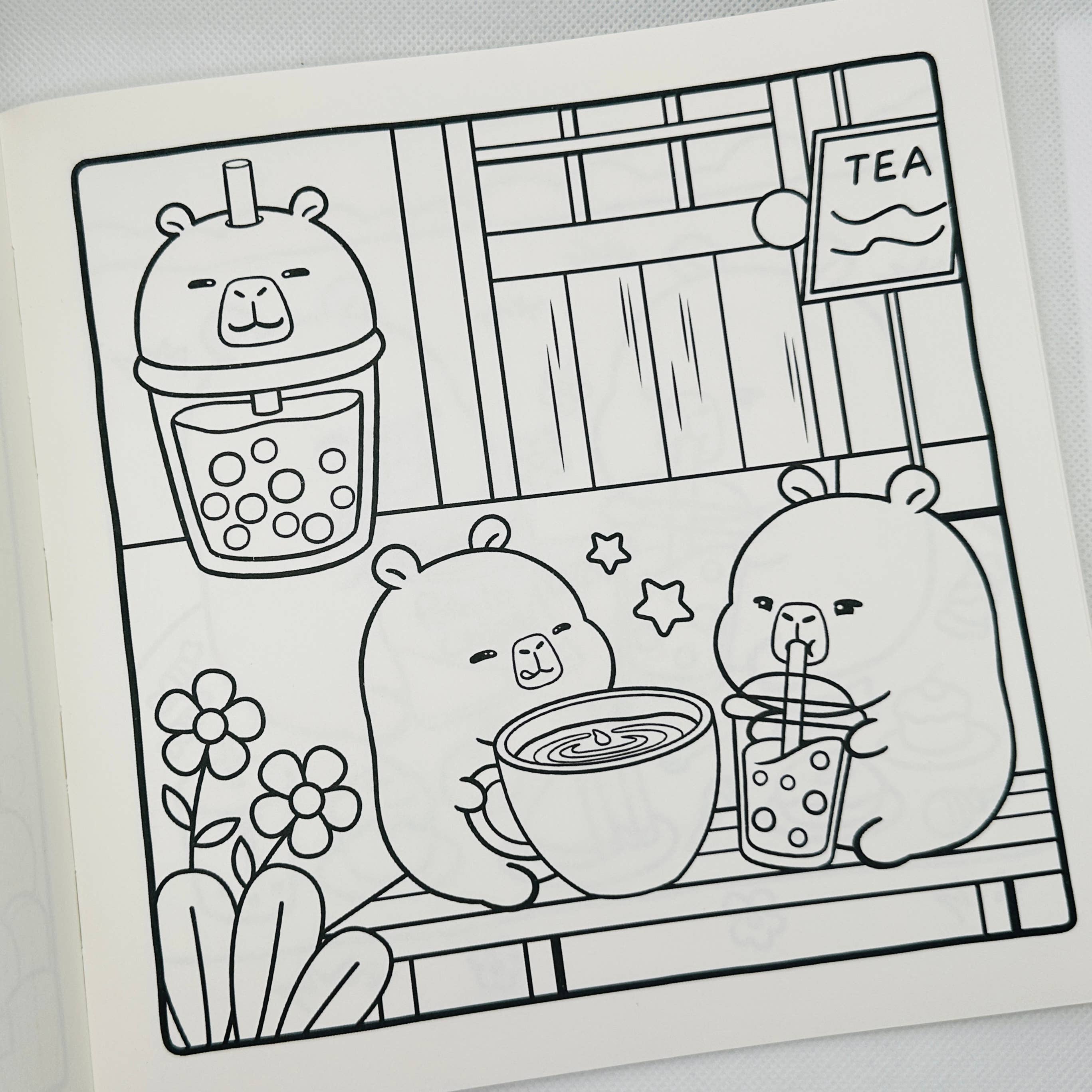 CapyFun - Wholesale Coloring & Activity Book - Adult - Signed Edition CAPYBARA BUBBLE TEA coloring book3
