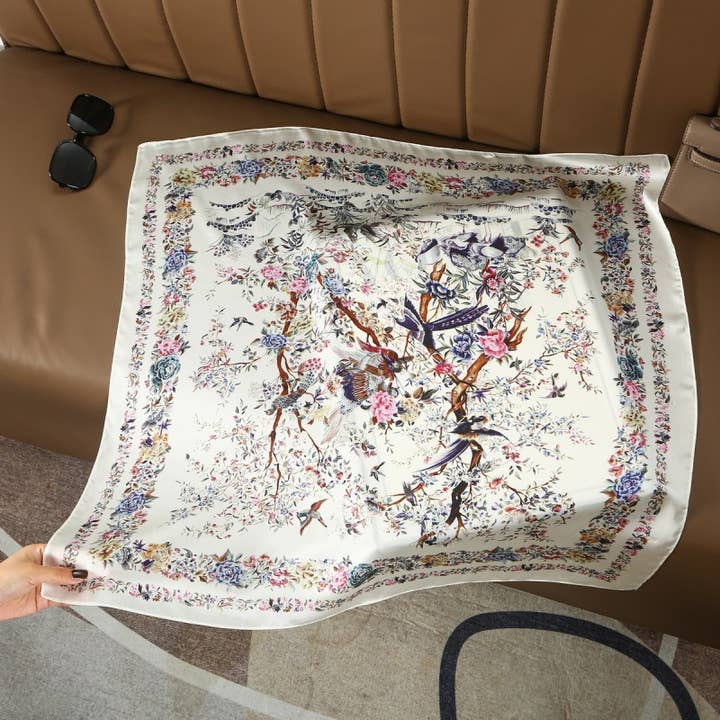 OFF WHITE LARGE FLORAL PRINT BANDANA SCARF | 40SC654 for wholesale on Faire