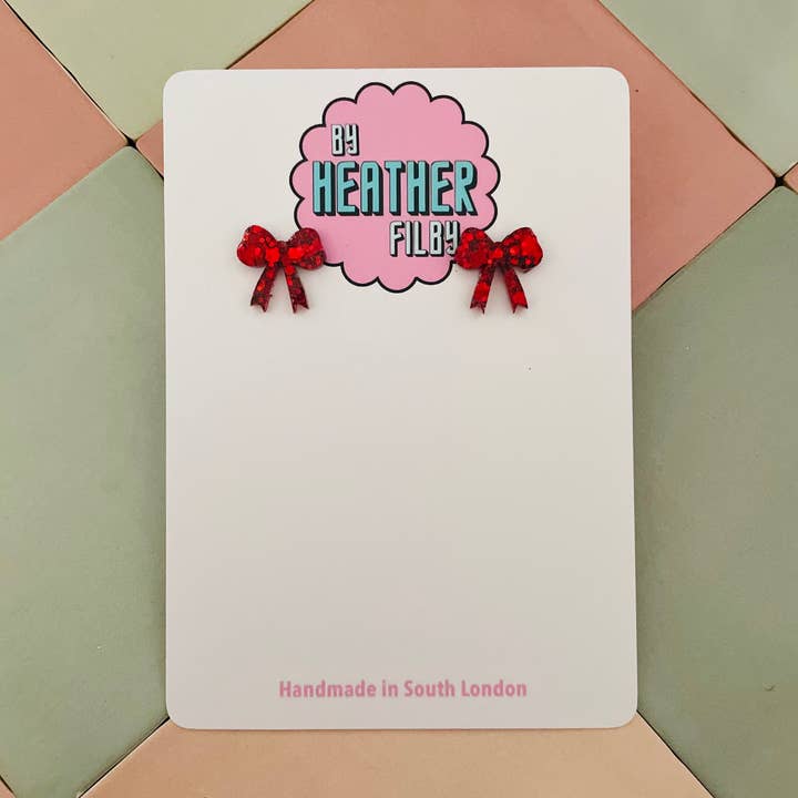 Bow Statement Stud Glitter Earrings(More Colours) for wholesale by By Heather Filby