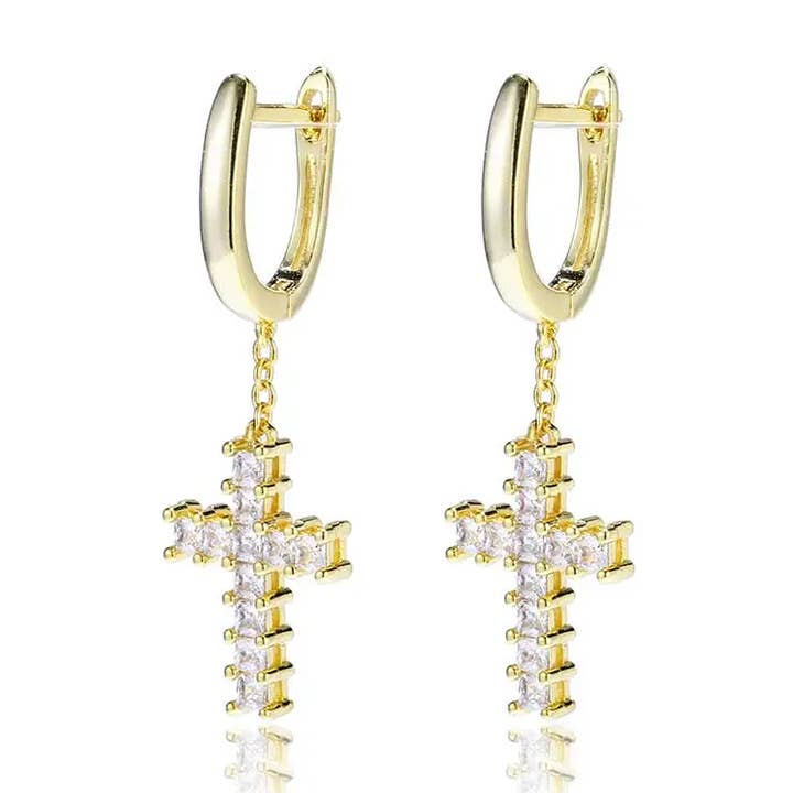 Brincos Cruz de Diamante em Ouro 18K por atacado de GB Jewelry