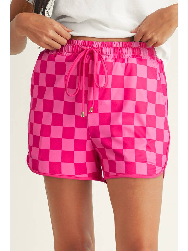 Little Daisy Closet - Wholesale Shorts - Women's - LDC Checkered Drawstring Casual Shorts