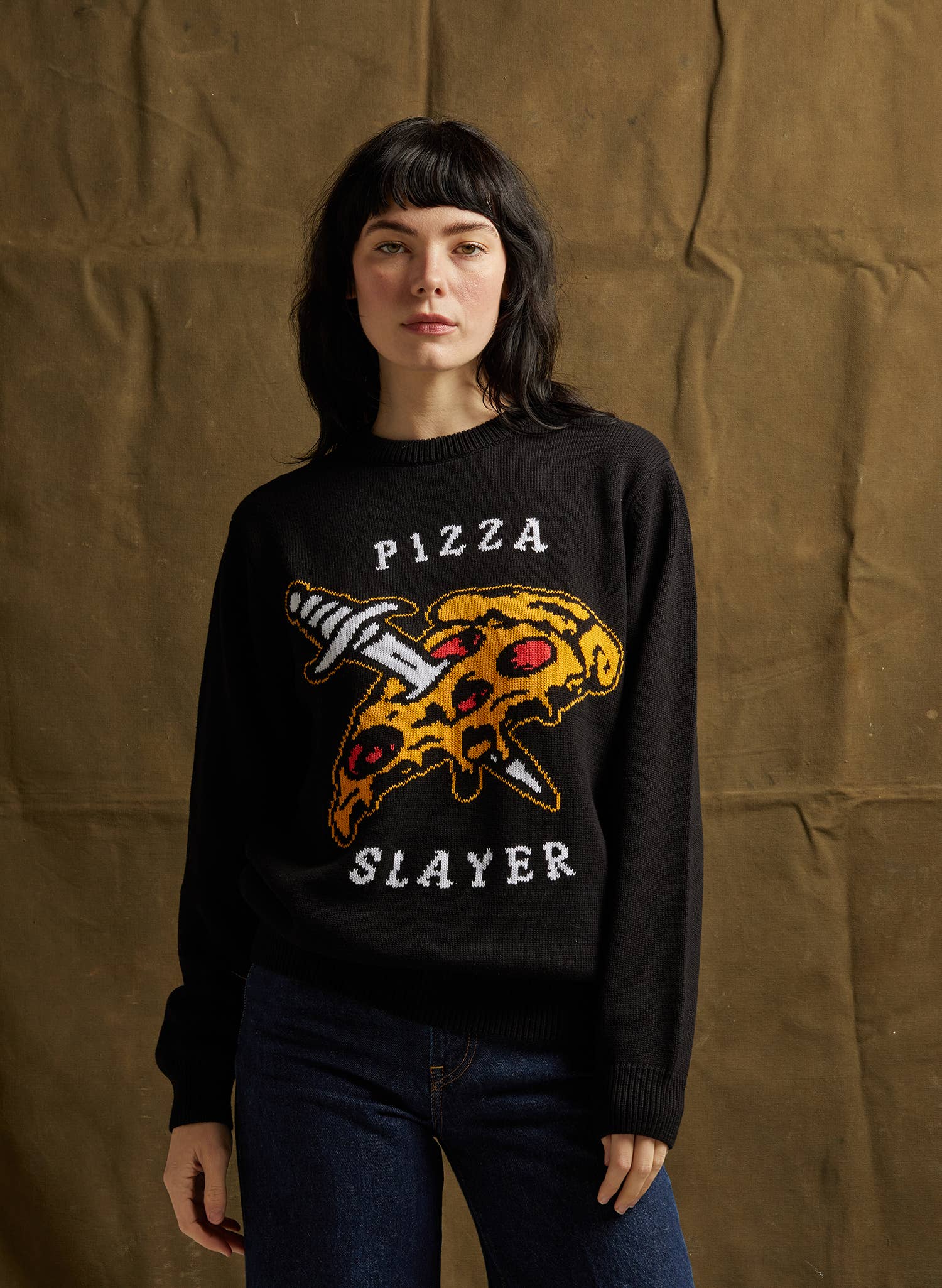 Pyknic - Wholesale Knit Sweater - Unisex - Pizza Slayer Knit Sweater1