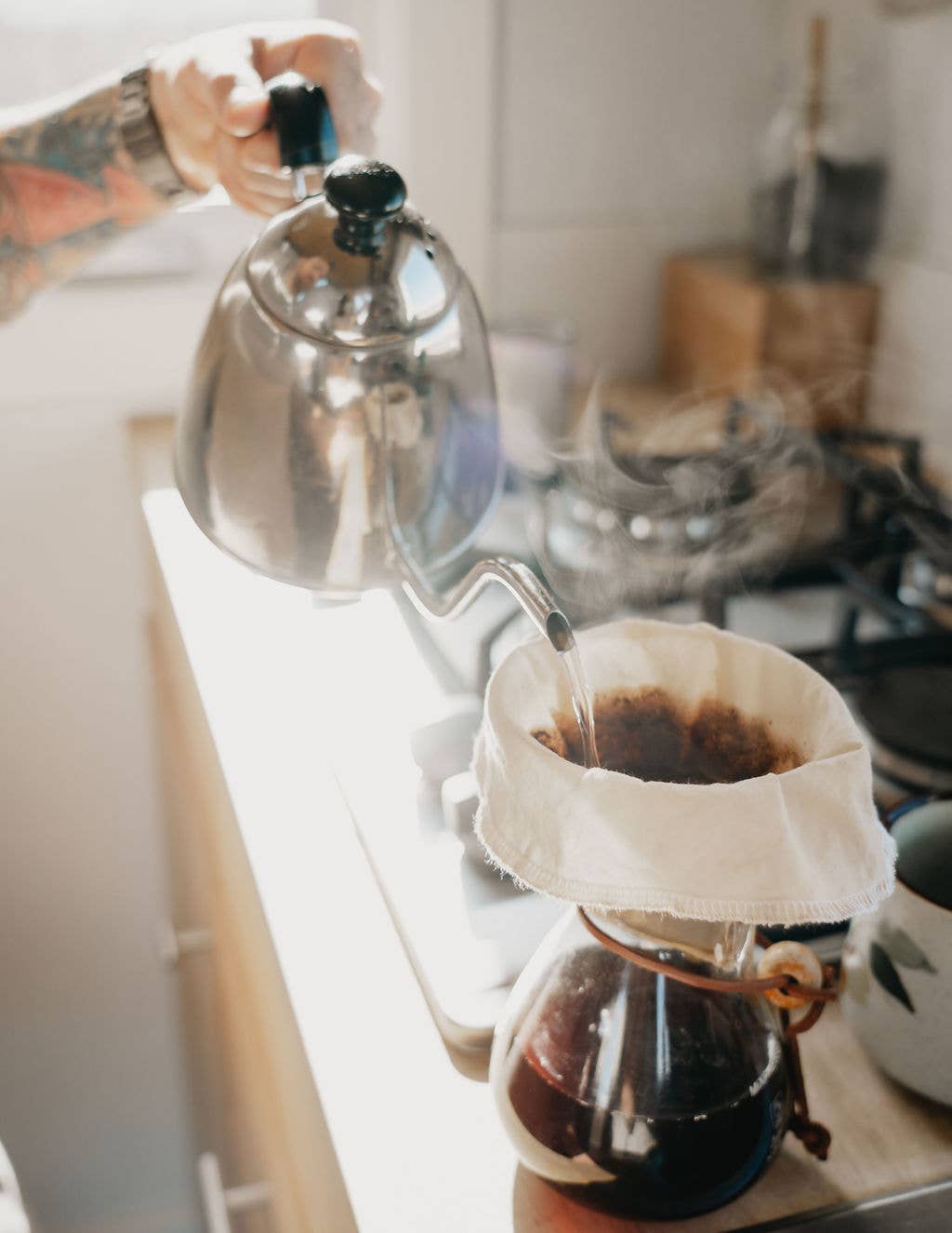 The Conscious Cloth – Engroshandel Kaffefilter – Økologisk bomuld genanvendeligt kaffefilter - hæld over kaffe2