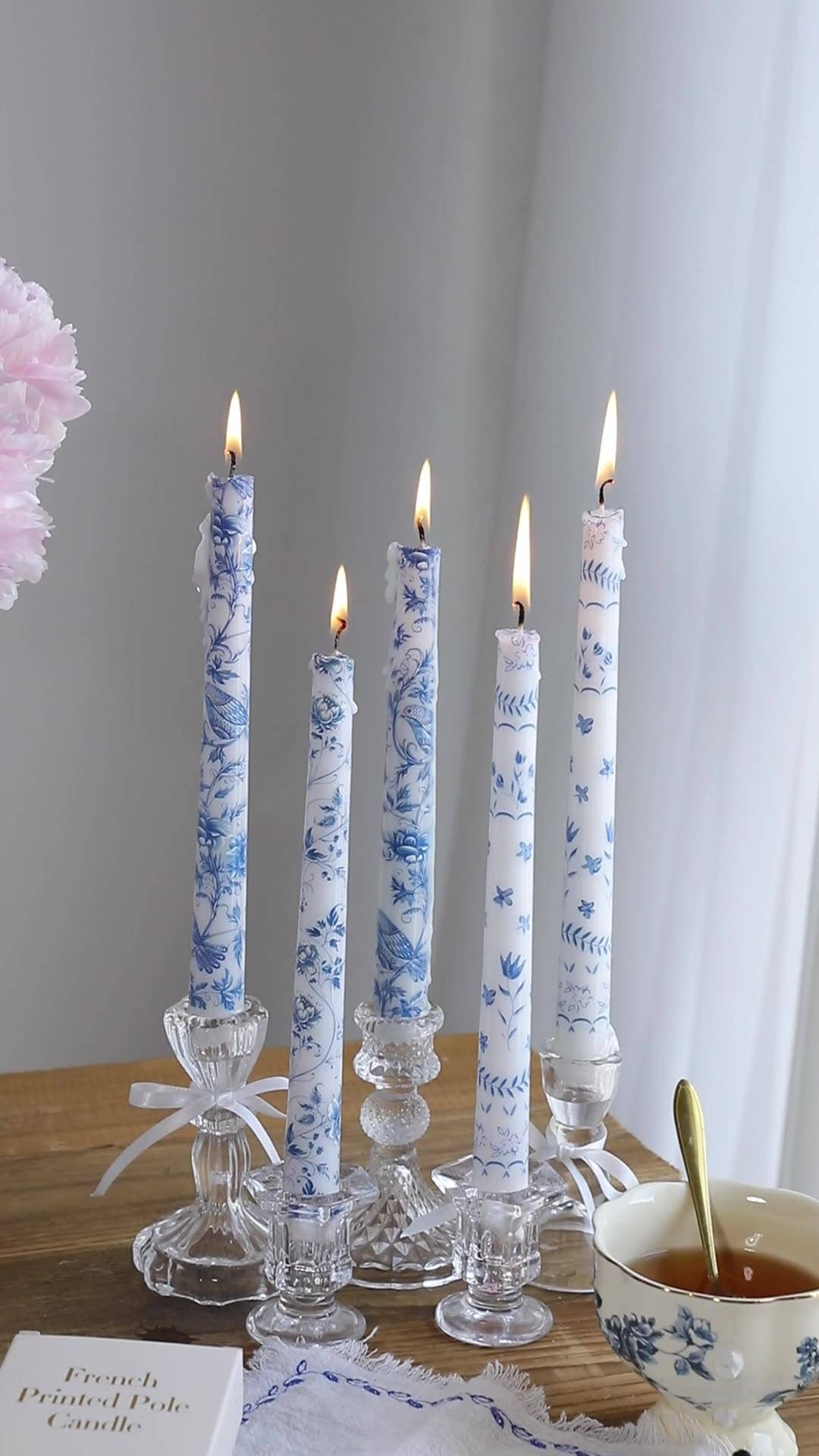Candles Meta - Wholesale Tapered Candle/Candlestick - 2pcs 25CM Blue and White Porcelain Smokeless Taper Candle6