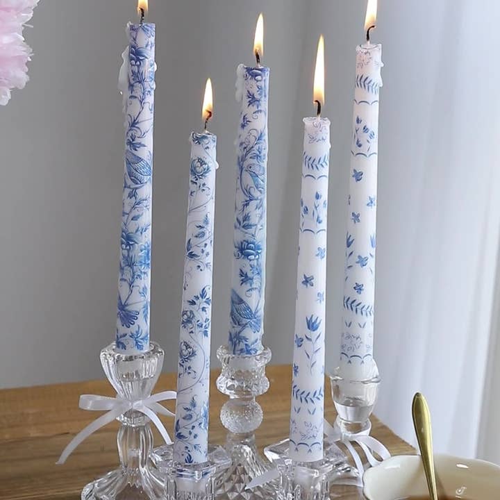 Candles Meta - Wholesale Tapered Candle/Candlestick - 2pcs 25CM Blue and White Porcelain Smokeless Taper Candle6
