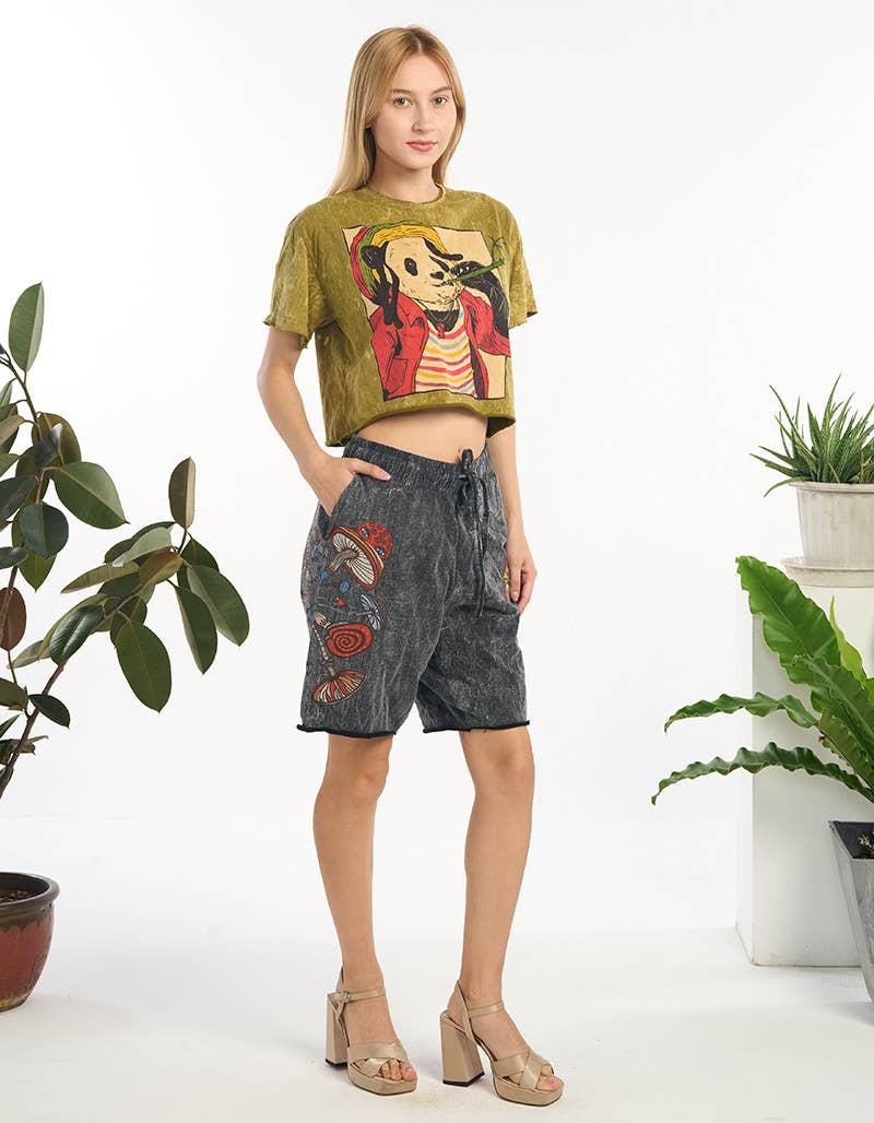 Kathmandu Imports - Wholesale Screen Printed T-Shirt - Women's - COTTON CROP TOP (TH-1976PK)1
