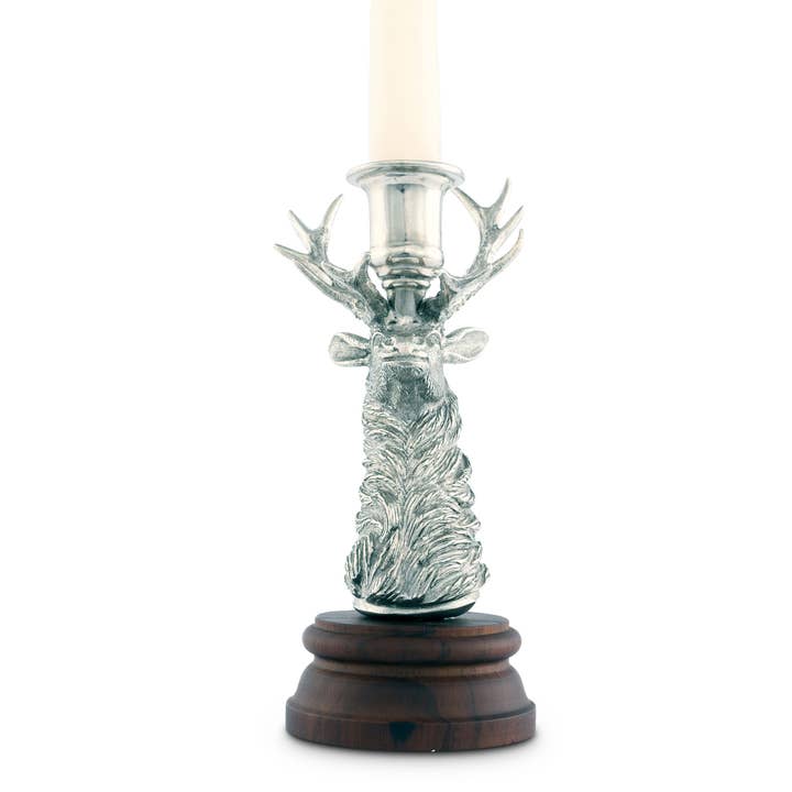 Vagabond House - Wholesale Candle holder - Pewter Elk 1 Taper Candlestick1