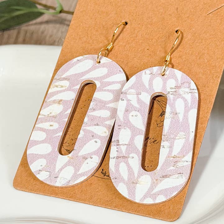 Lavender Petal Oval Hoop Earrings for wholesale by Bee Marie Market LLC