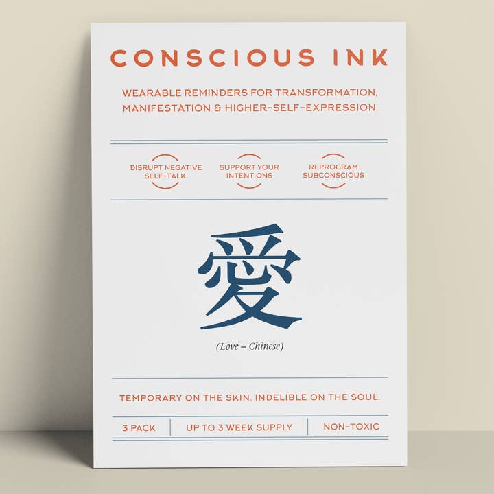 Kärlek - kinesisk manifestationstatuering för wholesale av Conscious Ink