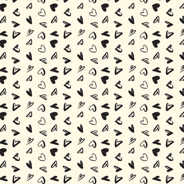 JM Design Studio - Wholesale Flat Wrap - Hand-Drawn Hearts Wrapping Paper / Valentine Gift Wrap