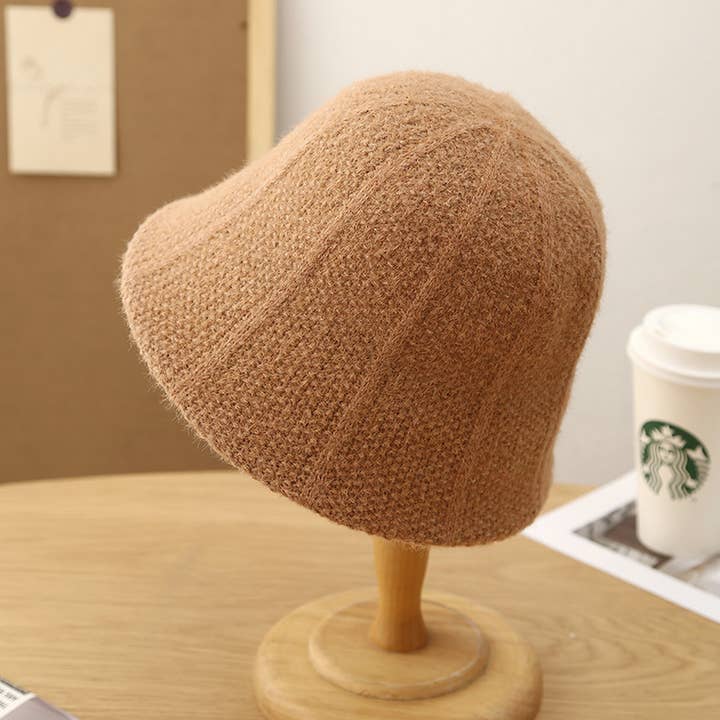 ACCITY - Wholesale Bucket Hat - Women's - ROUND TOP NEW STRIPED PLUSH KNIT BUCKET HAT_CWAB2860